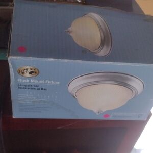 Hampton Bay Flush Mount Fixture - Silver and Cream